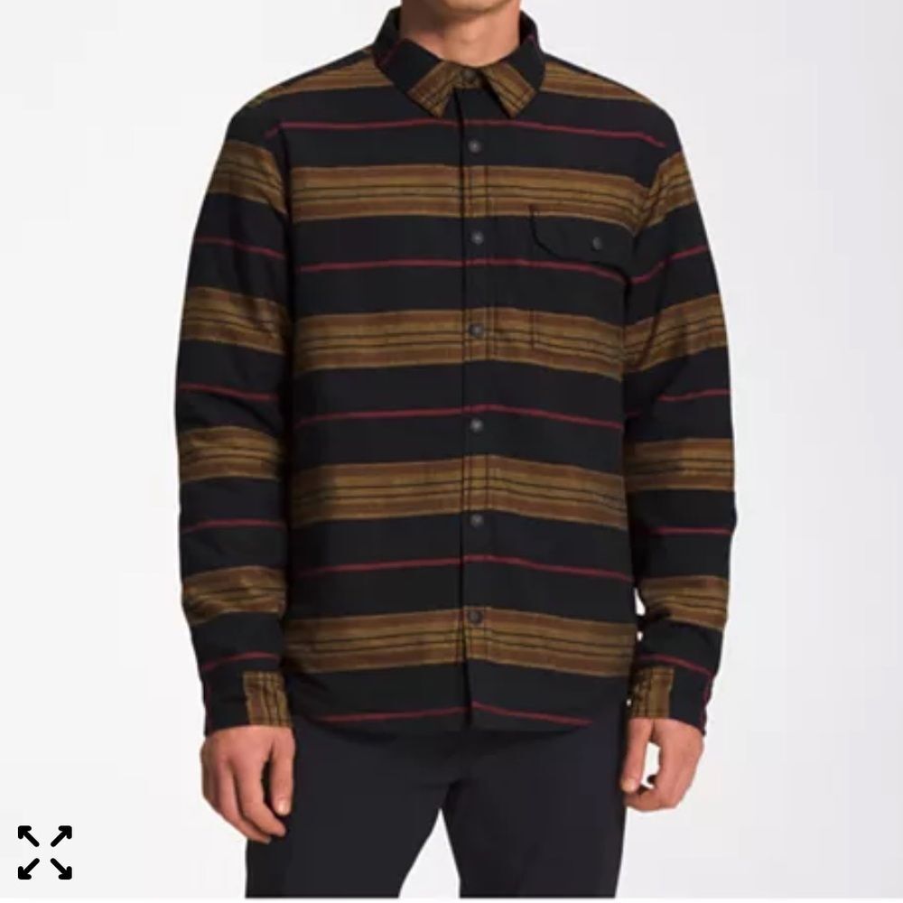 North Face Campshire Snap Up Jacket Sherpa Lined Men’s Medium Flannel Striped
